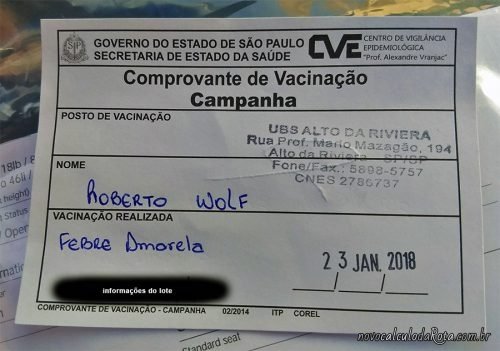 Comprovante de Vacinação contra a Febre Amarela