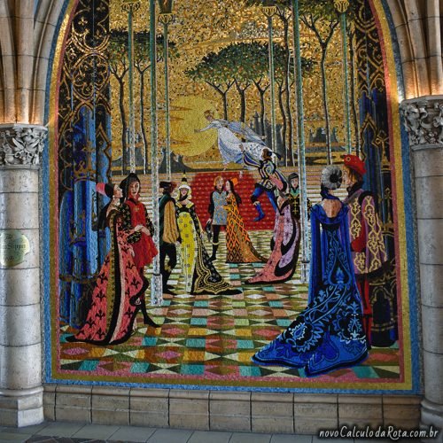 Mosaico da Cinderela perdendo o sapato na Tokyo Disney